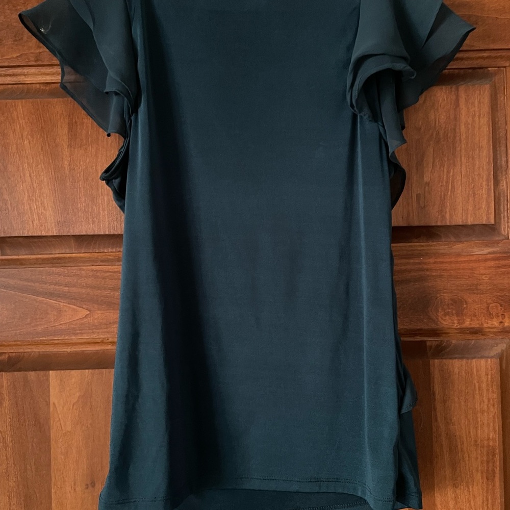 Dark Green Ruffled Top - Picture 2 of 6